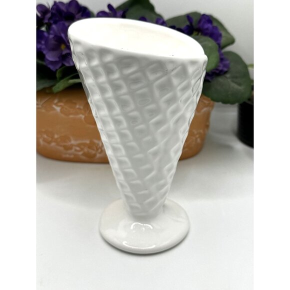 Handcrafted Ceramic Waffle Cone Ice Cream Cup - Picture 4 of 6